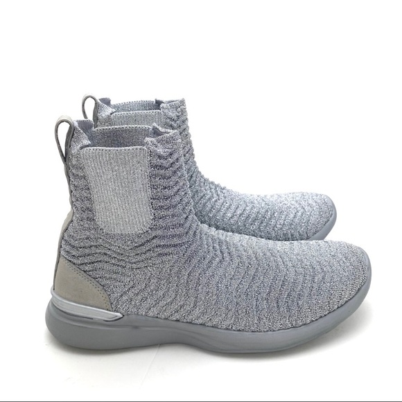 APL Lululemon Athletic propulsion Labs Knitted TechLoom Chelsea Sneakers Silver - Picture 6 of 12
